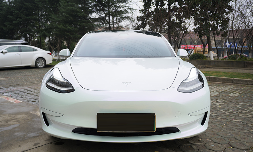 特斯拉model3 珍珠白改色3M改色膜(图1)