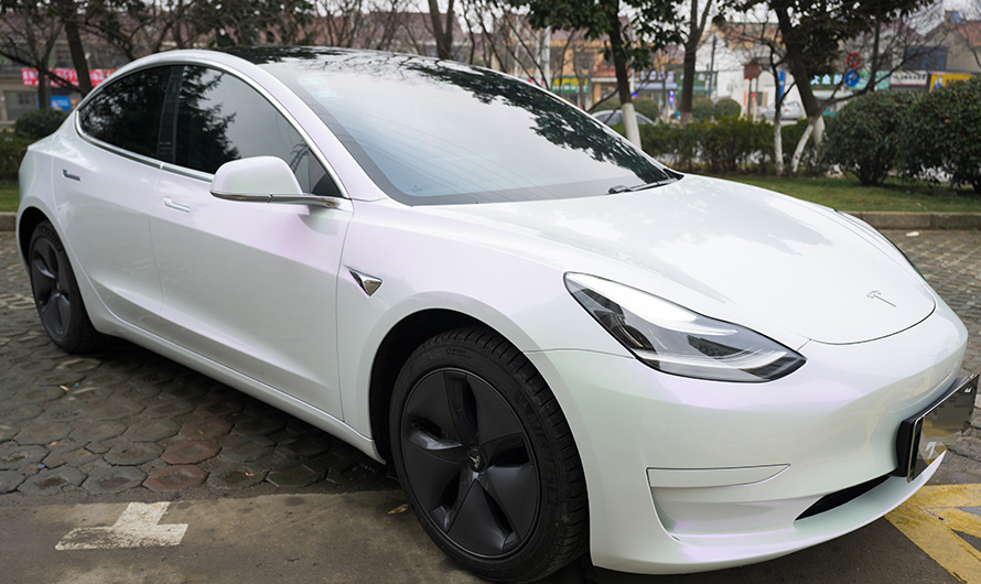 特斯拉model3 珍珠白改色3M改色膜(图4)