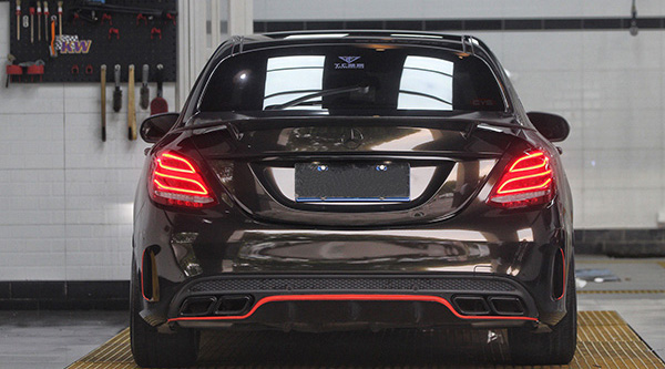 奔驰C2003M2080改色膜金属日食黑案例(图6)