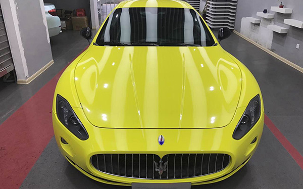 玛莎拉蒂GT亮黄车身3M2080改色膜案例(图2)
