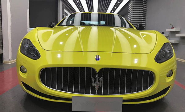 玛莎拉蒂GT亮黄车身3M2080改色膜案例(图1)