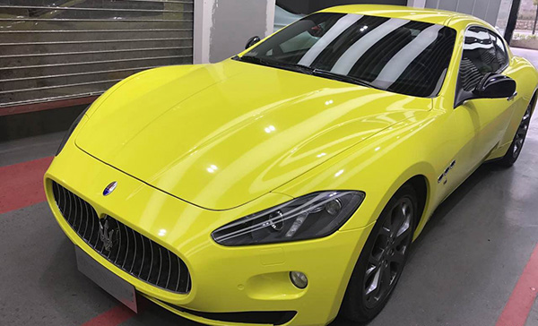 玛莎拉蒂GT亮黄车身3M2080改色膜案例(图4)